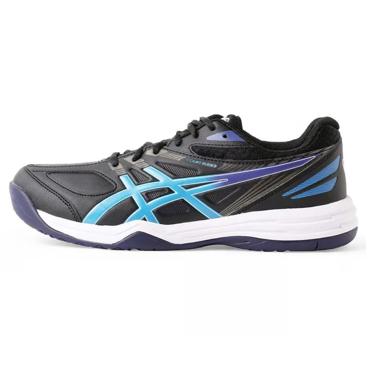 Asics Court Slide 2 Tennis Shoes (Black/Electric Blue) - Image 3