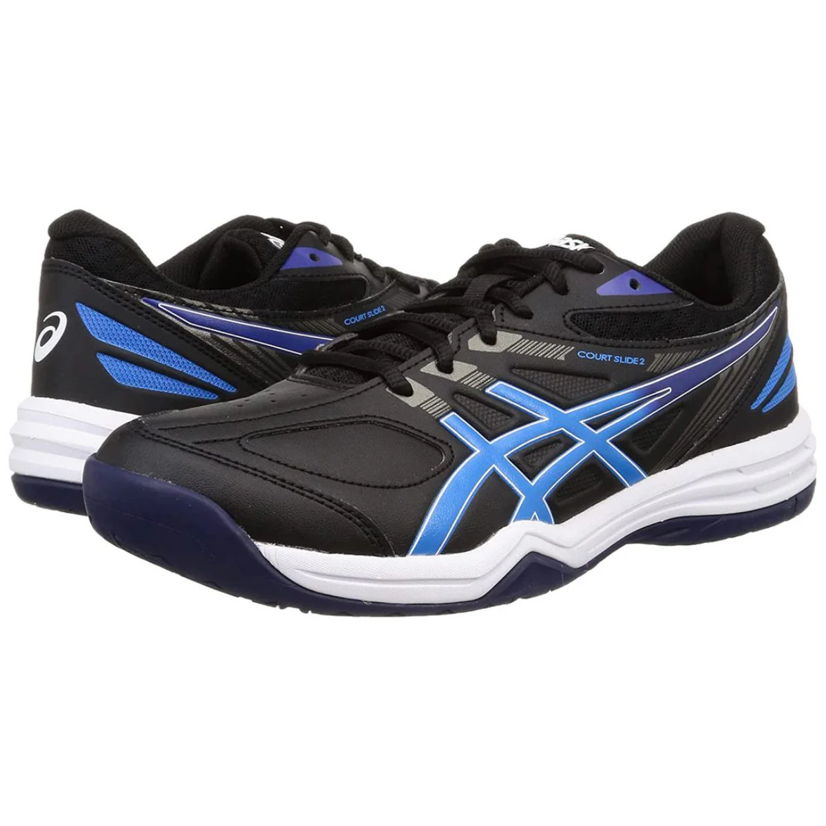 Asics Court Slide 2 Tennis Shoes (Black/Electric Blue) - Image 4