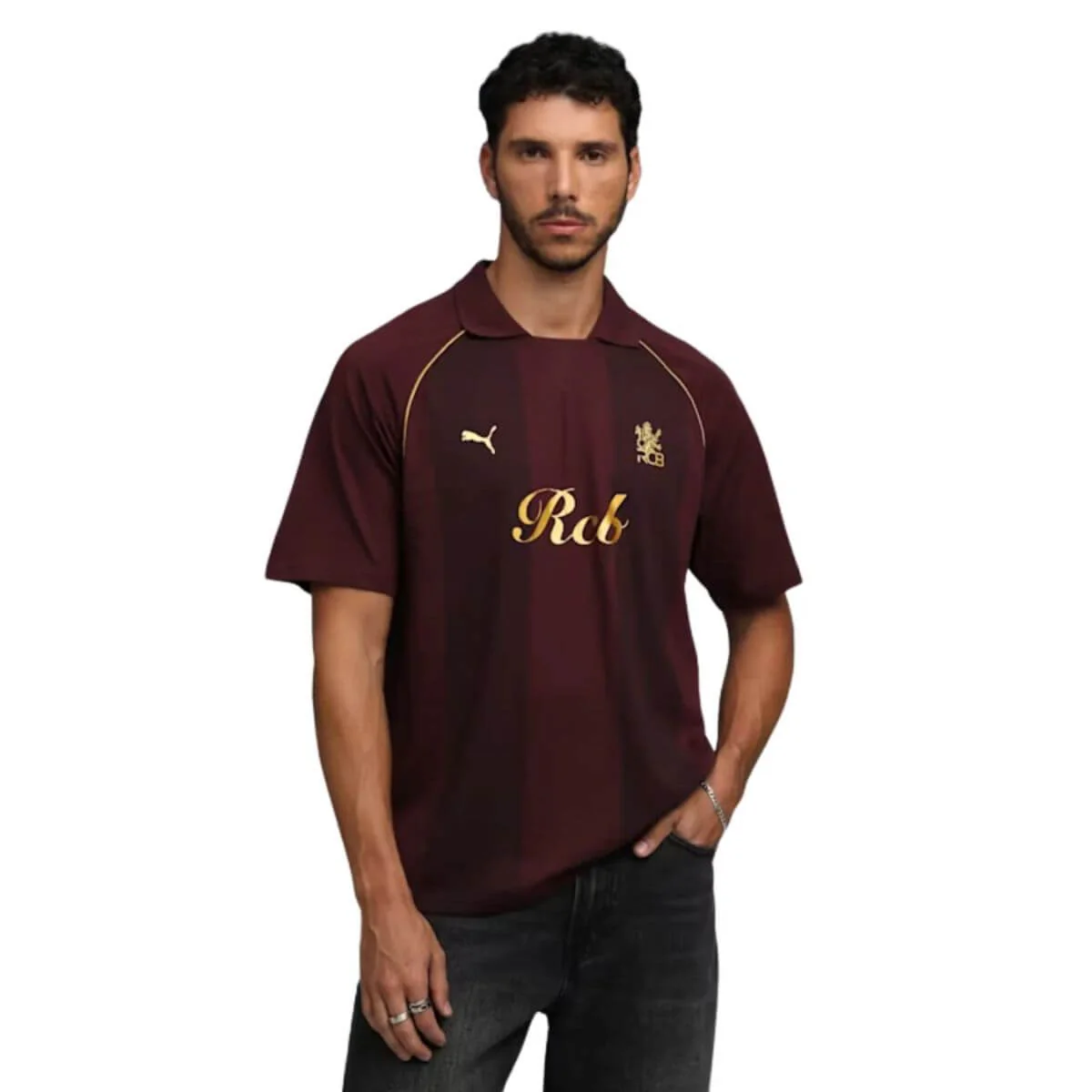 PUMA x RCB Mens Striper Polo II Polo T-Shirt - Image 3