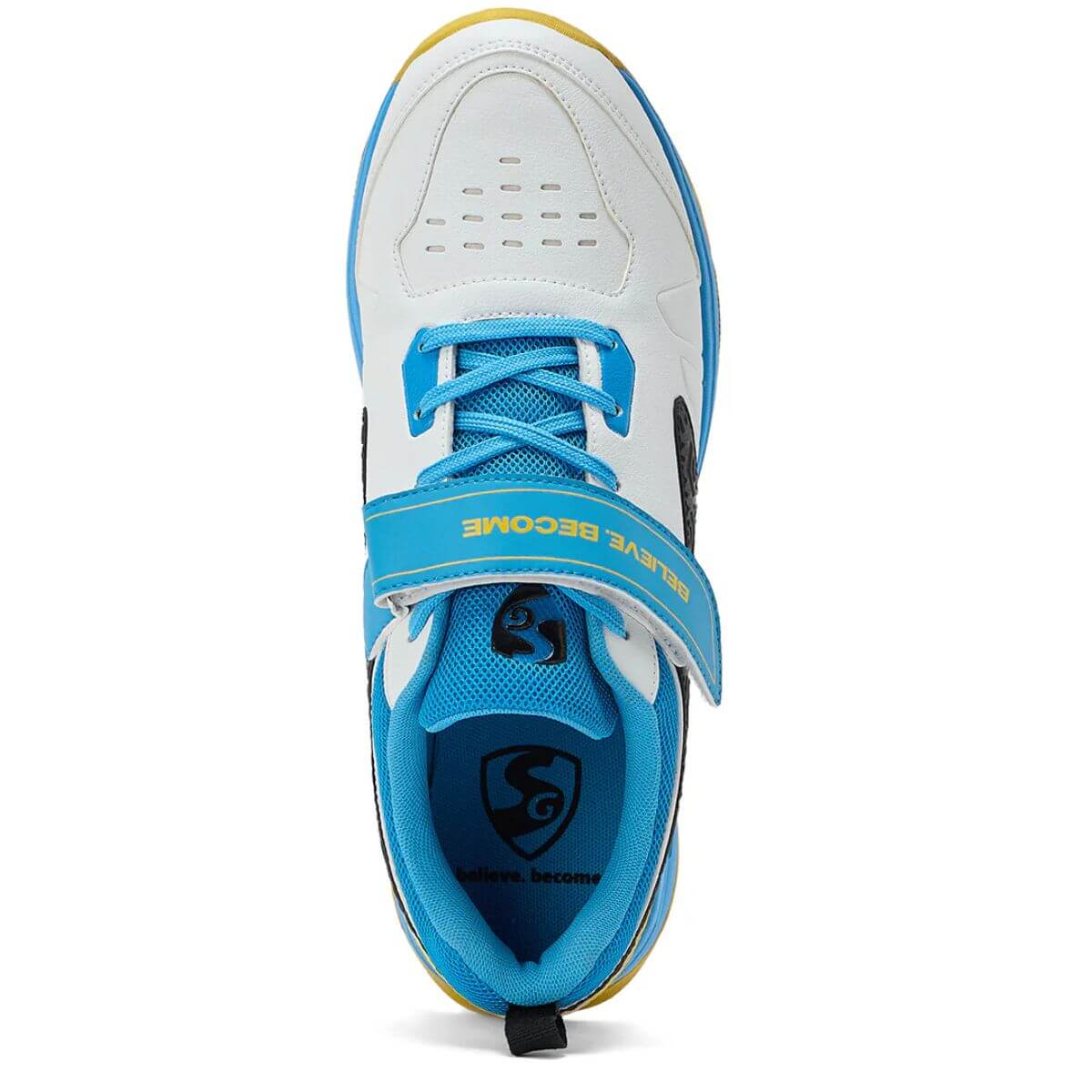 SG Century Pace Cricket Studs (White/Blue/Yellow) - Image 6