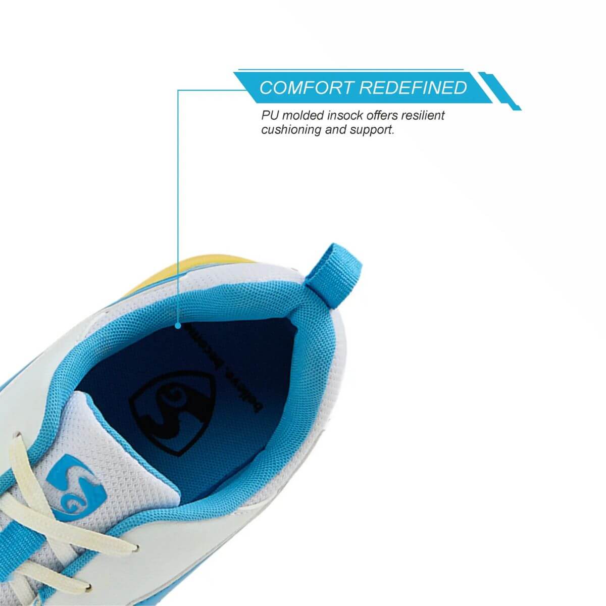 SG Savage Max Cricket Spikes (White/Yellow/Sky Blue) - Image 10