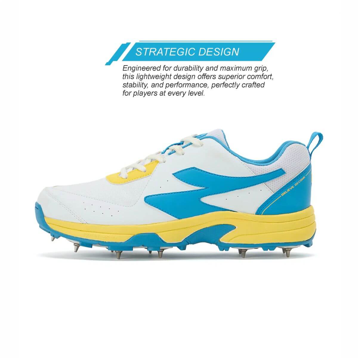 SG Savage Max Cricket Spikes (White/Yellow/Sky Blue) - Image 12