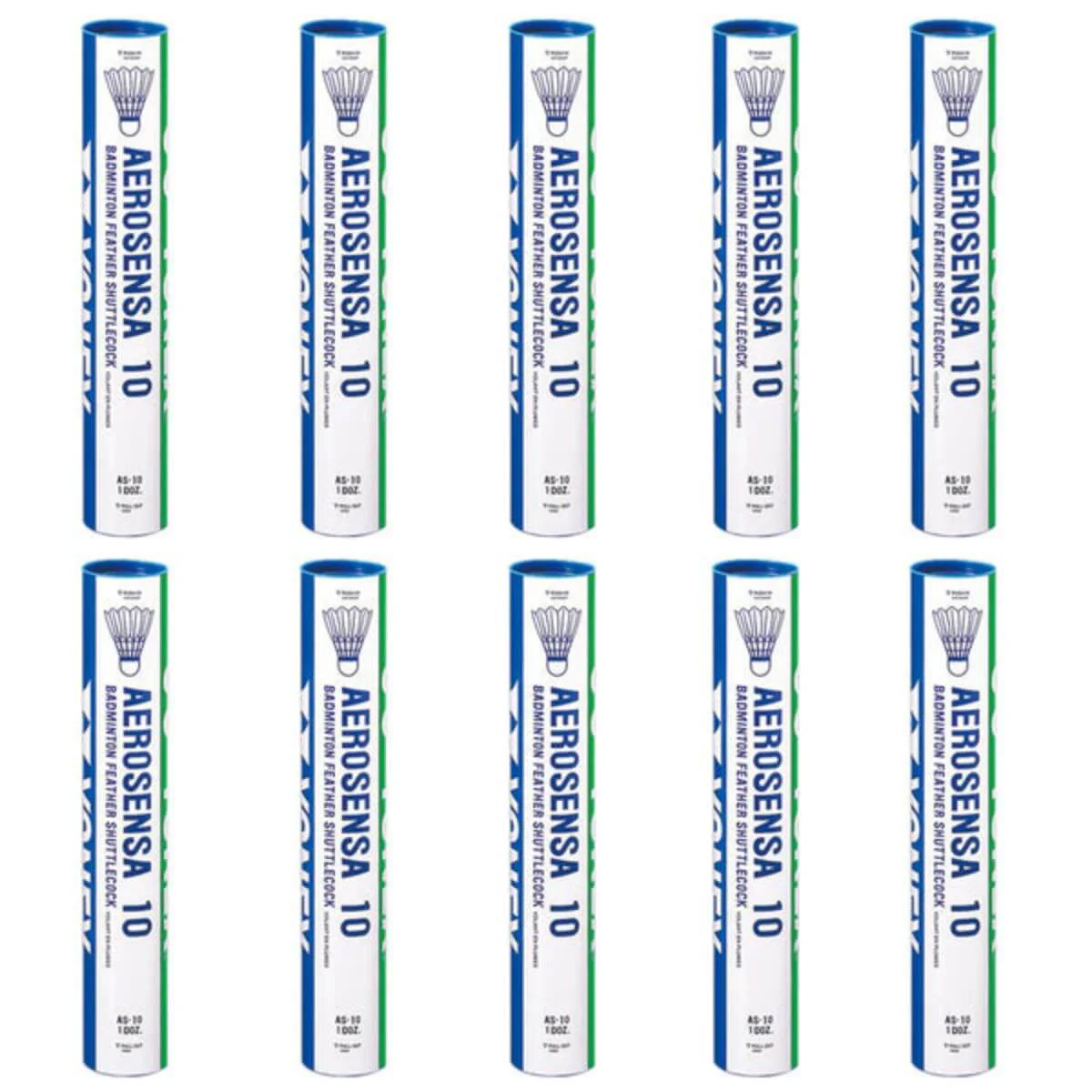 Yonex Aerosensa 10 Badminton Feather Shuttlecock (10Tube,120 Shuttlecock)